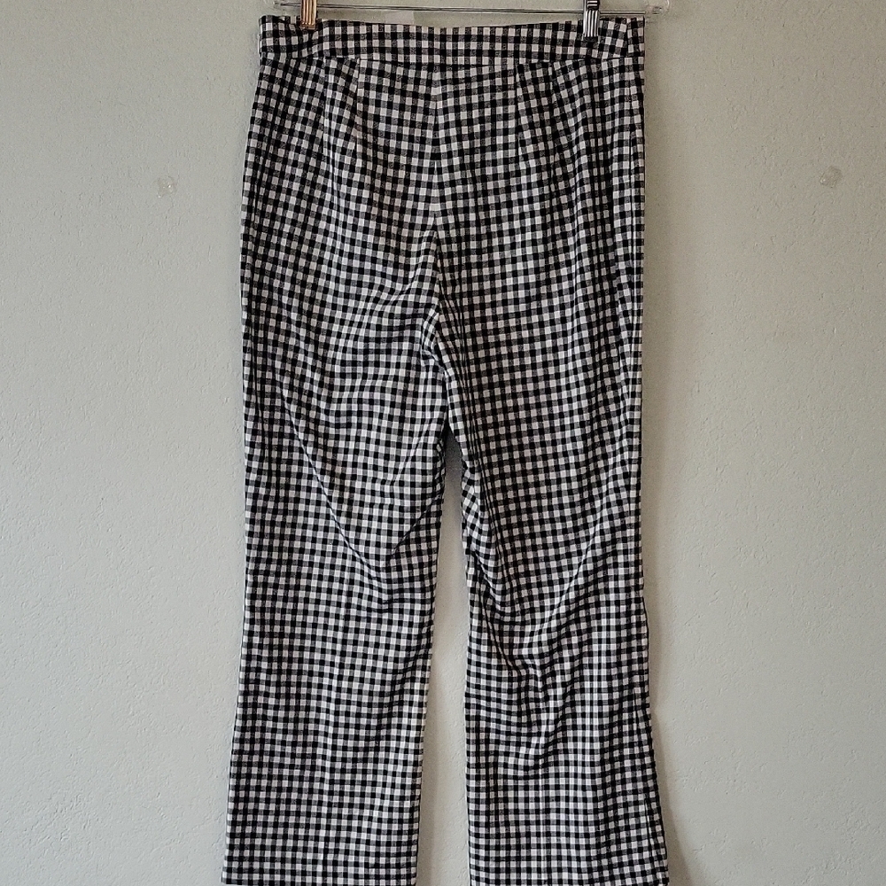 Ann Taylor The Flare Pant Ginghanm Monochrome Checkered Trousers Size 8 - Picture 5 of 10